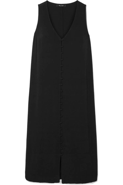 Shop Madewell Heather Crepe De Chine Midi Dress In Black