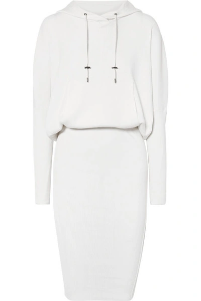 Shop Tom Ford Hooded Ribbed Cashmere-blend Dress In Ivory