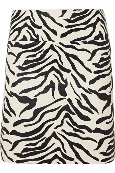 Shop Sprwmn Zebra-print Leather Mini Skirt In Zebra Print
