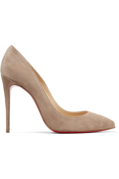 Shop Christian Louboutin Pigalle Follies 100 Suede Pumps In Mushroom