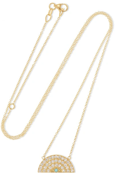 Shop Andrea Fohrman 18-karat Gold, Diamond And Turquoise Necklace