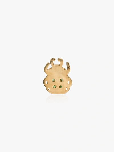 Shop Loquet 18k Gold Beetle Charm Necklace In Green