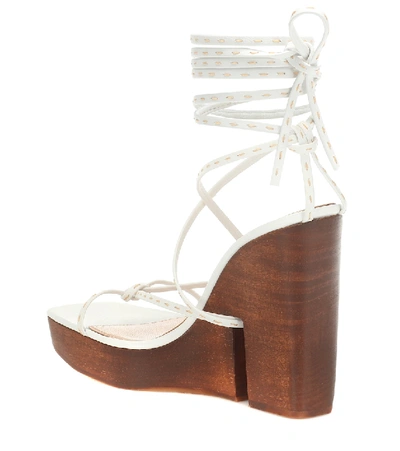 Shop Jacquemus Pilotis Wedge Sandals In White