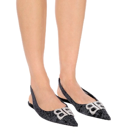 Shop Balenciaga Bb Slingback Ballet Flats In Black