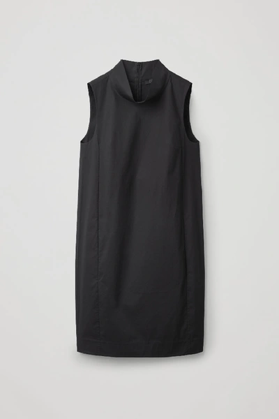 Shop Cos High-neck Cocoon Dress In Black