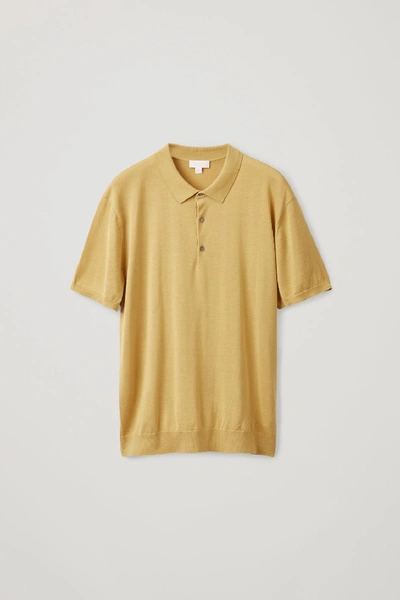 Shop Cos Silk-cotton Polo Shirt In Yellow