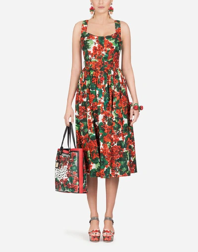Shop Dolce & Gabbana Portofino-print Poplin Midi Dress In Floral Print