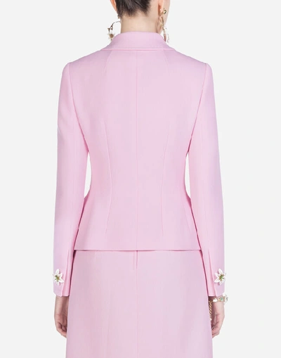 Shop Dolce & Gabbana Single-breasted Crepe Jacket With Decorative Buttons In Pink