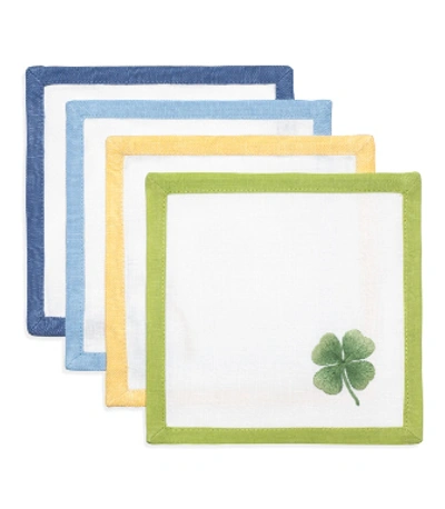 Shop Tory Burch Lucky Charm Cocktail Napkin, Set Of 4 In White/multi
