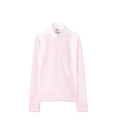 Shop Tory Sport Color-block Track Jacket In Cotton Pink