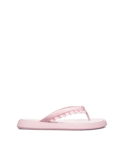Shop Tory Sport Ruffle Flip Flopss In Cotton Pink / Cotton Pink Snow White