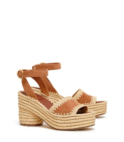 Shop Tory Burch Arianne Platform Sandals In Tan