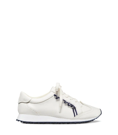 Shop Tory Sport Golf Ruffle Trainers In Snow White/snow White Sport Navy