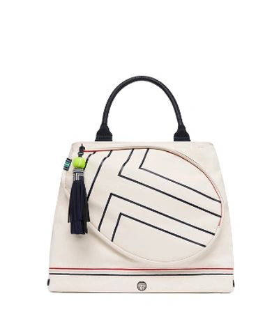 Tory Sport Canvas Tennis Tote In Natural / Tory Navy | ModeSens