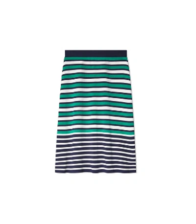 Shop Tory Sport Breton-stripe Tech Knit Skirt In Tory Navy Breton Stripe