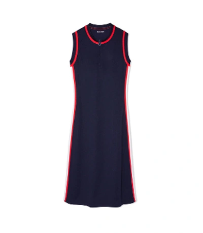 Shop Tory Sport Sleeveless Track Dress In Navy Blue