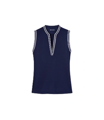 Shop Tory Sport Tory Burch Sleeveless Tunic Top In Tory Navy/snow White