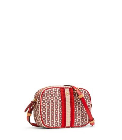 Shop Tory Burch Gemini Link Canvas Mini Bag In Liberty Red Gemini Link