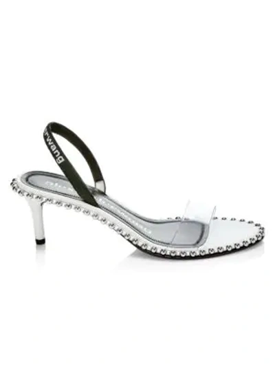 Shop Alexander Wang Nova Studded Pvc Slingback Sandals In White