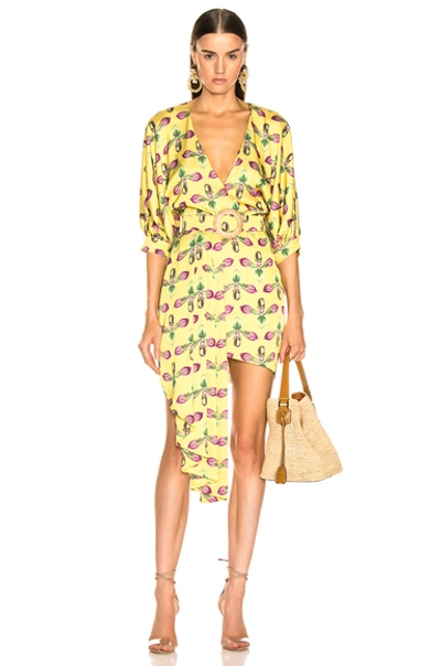 Shop Patbo Asymmetrical Belted Mini Dress In Yellow In Bright Yellow