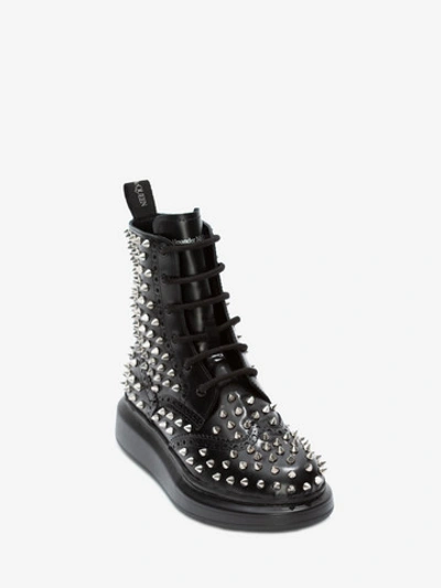 Shop Alexander Mcqueen Hybrid Lace Up Boot In Black/silver