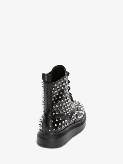 Shop Alexander Mcqueen Hybrid Lace Up Boot In Black/silver