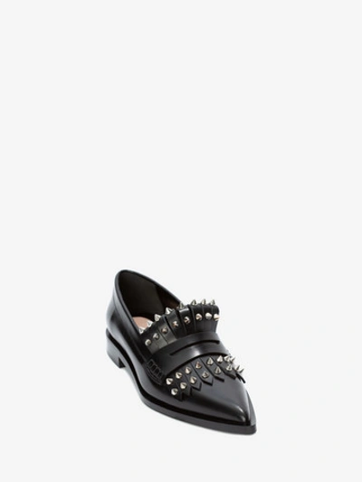 Shop Alexander Mcqueen Punk Fringe Moccasin In Black/silver