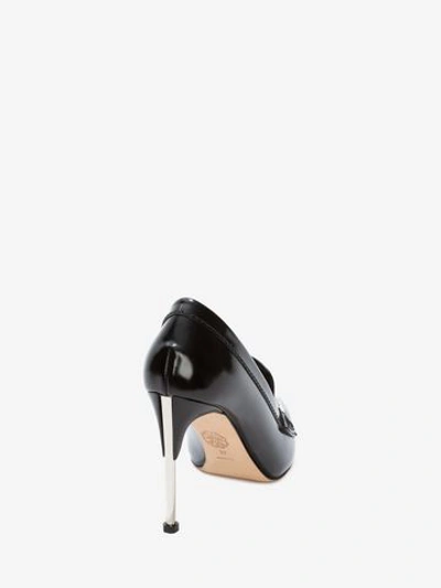 Shop Alexander Mcqueen Metal Bar Moccasin Pump In Black/silver