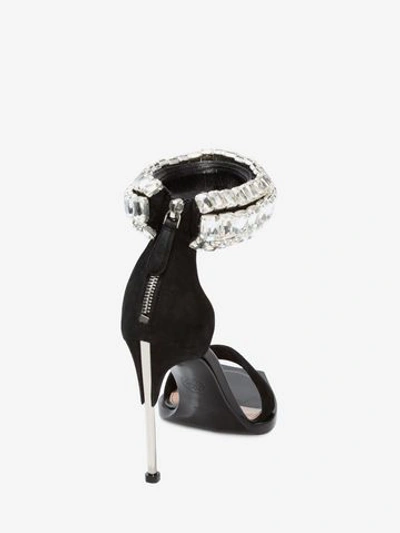 Shop Alexander Mcqueen Jewelled Bangle Sandal In Black/crystal