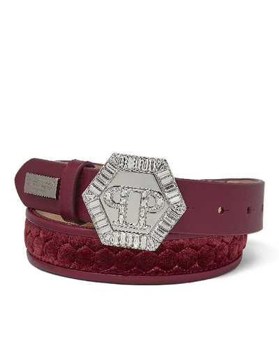 Shop Philipp Plein Leather Belts Original In Rose / Pink