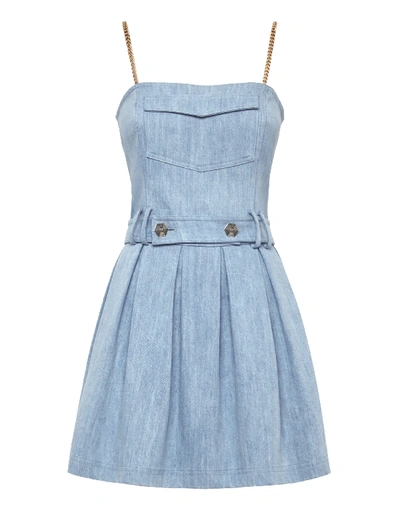 Shop Philipp Plein Short Dress Original In Light Blue