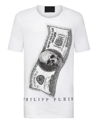 Philipp Plein T-shirt Black Cut Round Neck Dollar In White | ModeSens