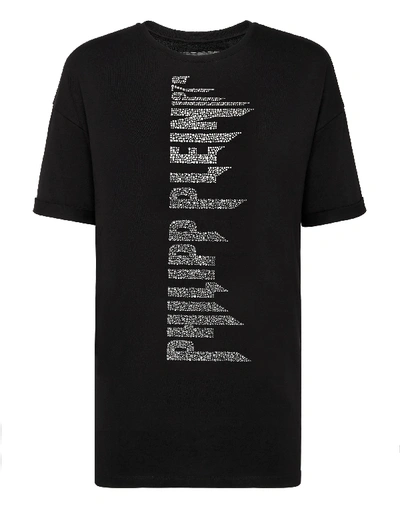 Shop Philipp Plein T-shirt Round Neck Ss Rock Pp In Black