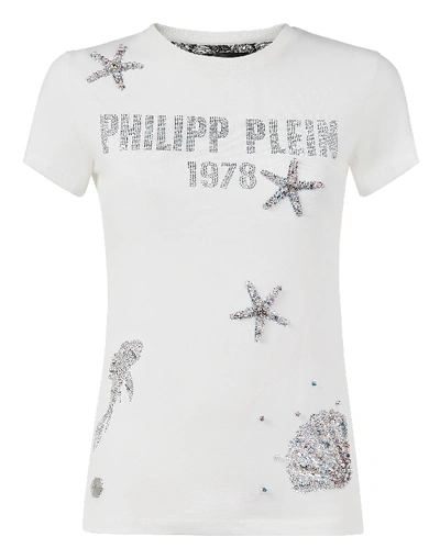 Shop Philipp Plein T-shirt Round Neck Ss Pp1978 In White