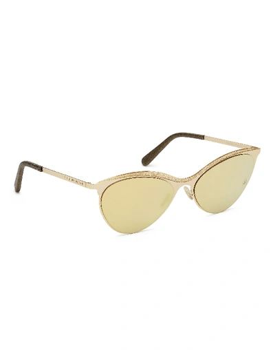 Shop Philipp Plein Sunglasses "paris" In Gold/gold/mirror/no Glv
