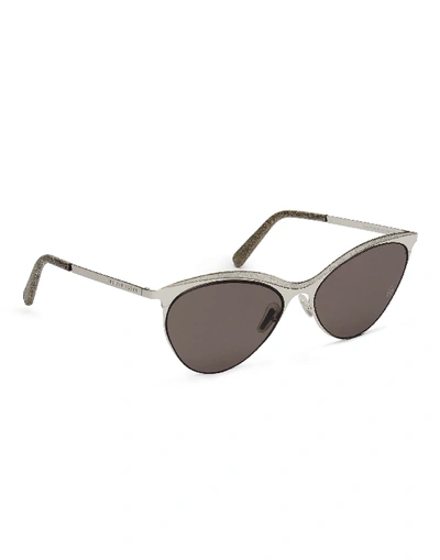 Shop Philipp Plein Sunglasses "paris" In Nickel/nickel/mirror/no Glv