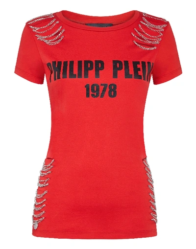 Shop Philipp Plein T-shirt Round Neck Ss Pp1978 In Red