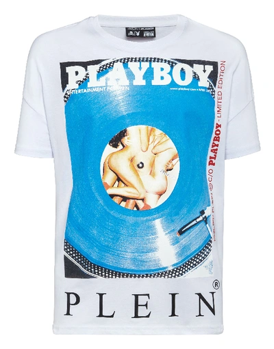 Philipp Plein T-shirt Gold Cut Round Neck Playboy In White | ModeSens
