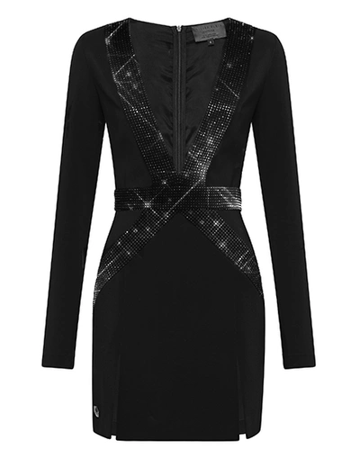 Shop Philipp Plein Short Dress Crystal In Black