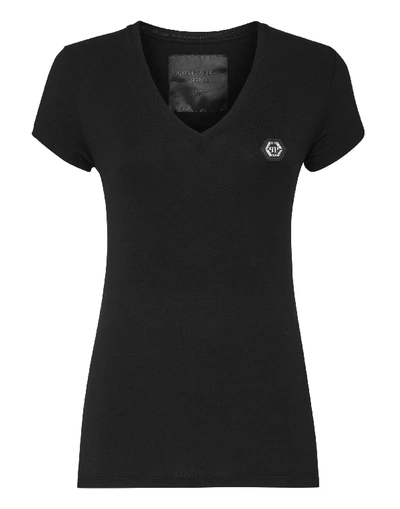 Shop Philipp Plein T-shirt V-neck Ss Original In Black