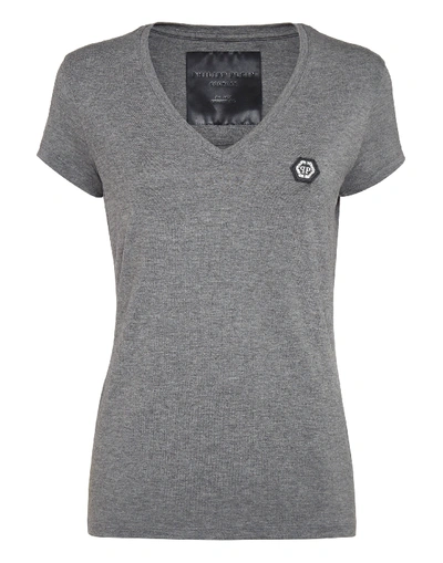 Shop Philipp Plein T-shirt V-neck Ss Original In Grey