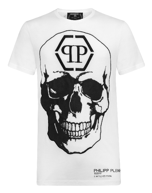 Philipp Plein T-shirt Platinum Cut Round Neck Skull In White | ModeSens