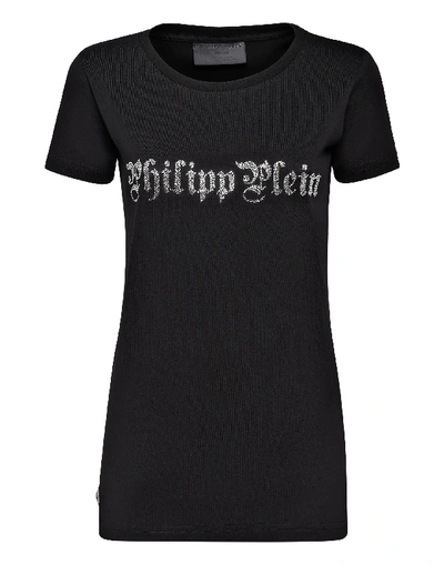 Shop Philipp Plein T-shirt Round Neck Ss Skull In Black/silver