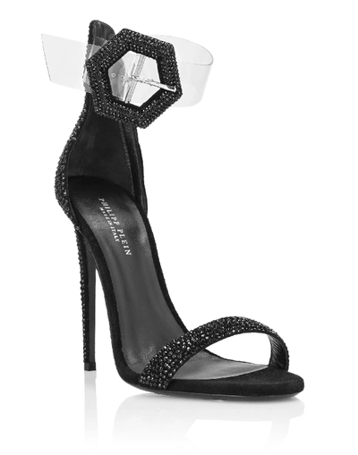Shop Philipp Plein Sandals High Heels Crystal In Black