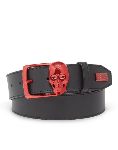 Shop Philipp Plein Belt Original In Black / Red
