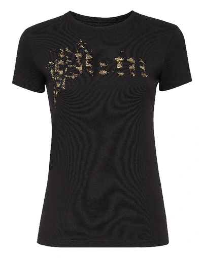 Shop Philipp Plein T-shirt Round Neck Ss Gothic Plein In Black
