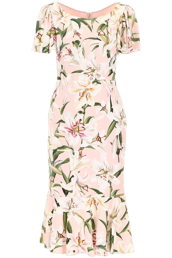 Dolce & Gabbana Lily Print Dress In Gigli Fdo Rosa (pink) | ModeSens