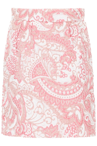 Shop Dolce & Gabbana Jacquard Mini Skirt In Jacquard (pink)