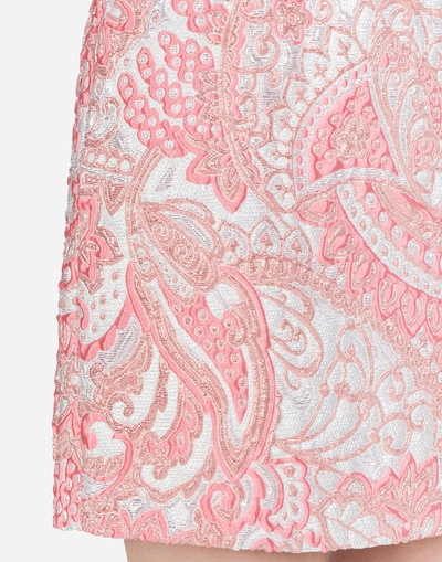 Shop Dolce & Gabbana Short Lamé Jacquard Skirt In Pink