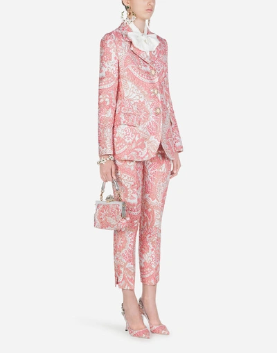 Shop Dolce & Gabbana Lamé Jacquard Pants In Pink